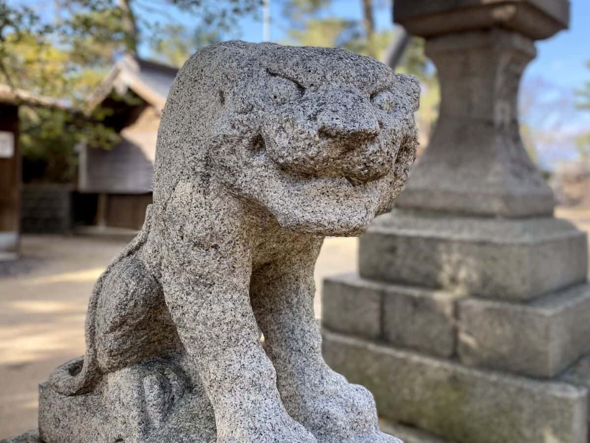 鳥取市_賀露神社_かろじんじゃ_駐車場_狛犬_虎_寅年