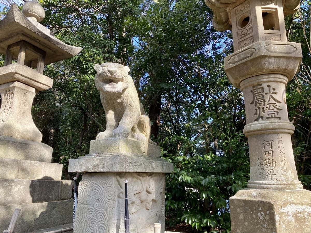 鳥取市_賀露神社_かろじんじゃ_駐車場_狛犬_虎_寅年