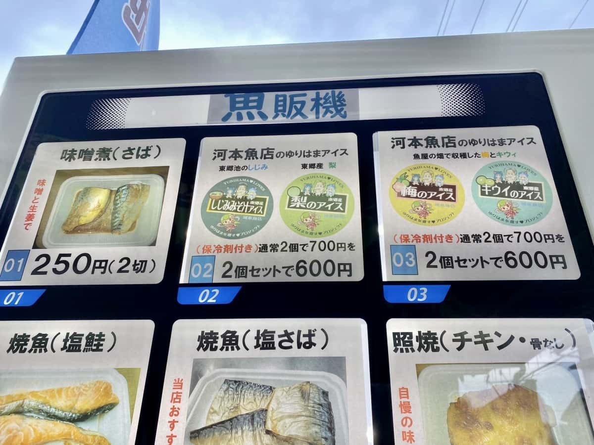 鳥取県湯梨浜町の「河本魚店」前にある「魚の自販機」