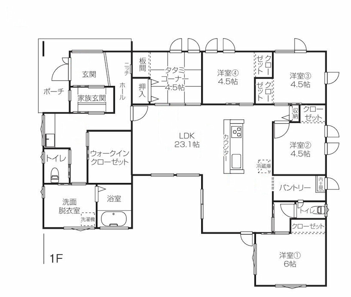 鳥取県米子市のおすすめ工務店「アート建工」による新築事例の間取り図