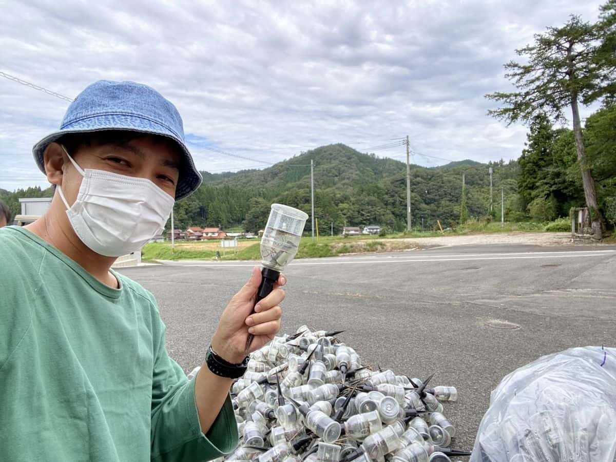 島根県奥出雲町の追谷地区で開催されるライトアップイベント「たたらの灯」の準備中の様子