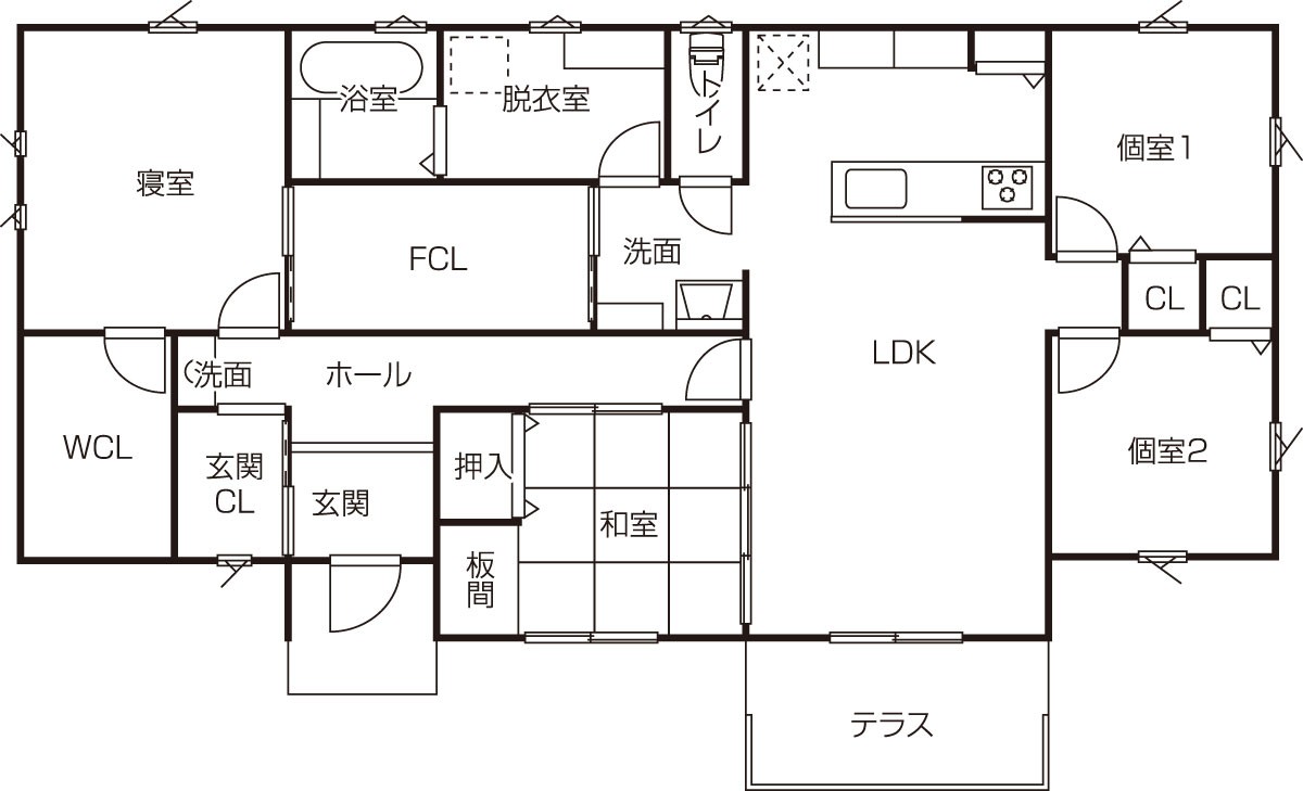 島根県出雲市のおすすめ工務店「キュービックホーム」による平屋の間取り図