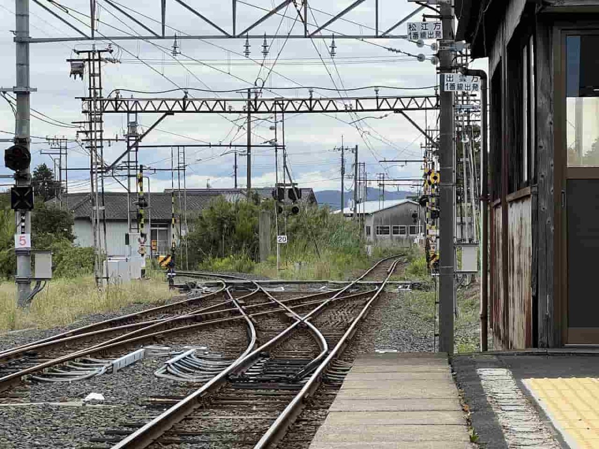 島根県出雲市にある『一畑口駅』のホームから見た風景