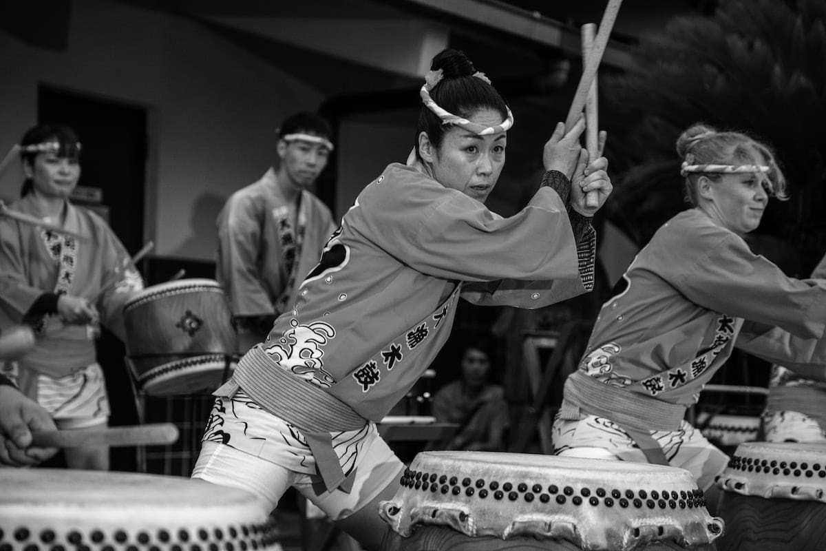 鳥取県境港が誇る郷土芸能「境港大漁太鼓」の「呼び込み太鼓」演奏の様子