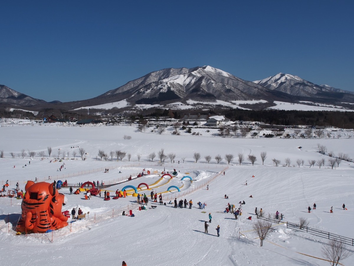 岡山県真庭市にある「休暇村蒜山高原・ひるぜんキッズスノーパーク」のゲレンデの様子