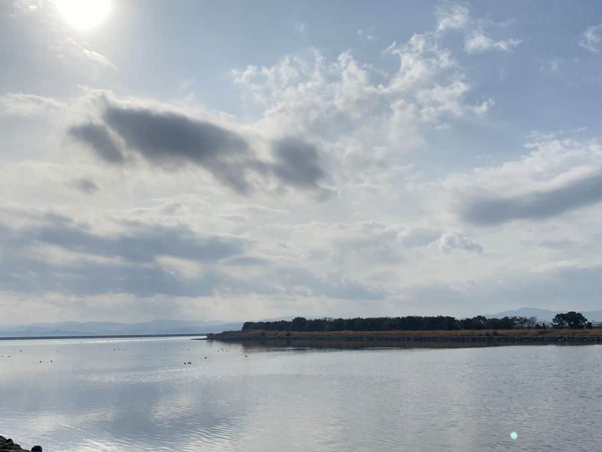 鳥取県境港市の夕日ヶ丘団地から見られる中海の景色