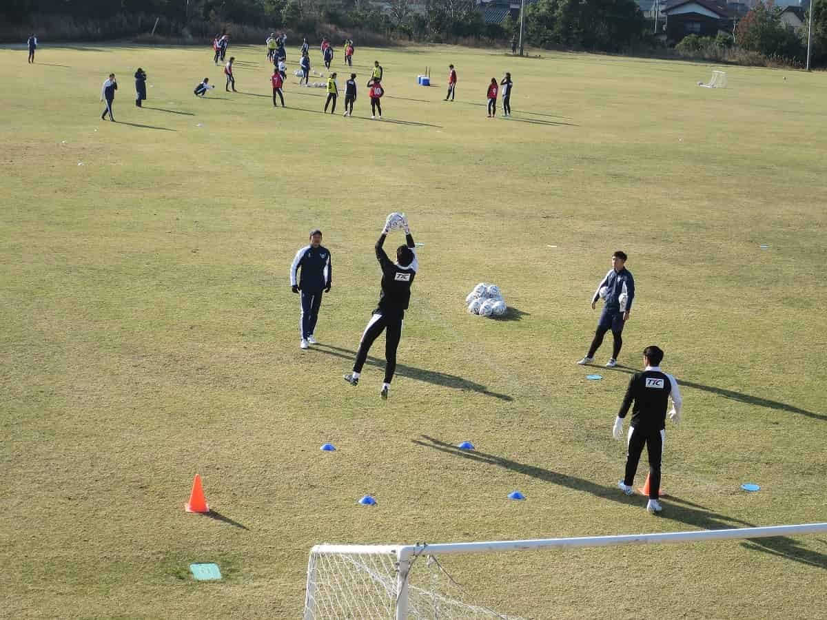 鳥取県のプロサッカークラブ「ガイナーレ鳥取」の2023年初練習の様子