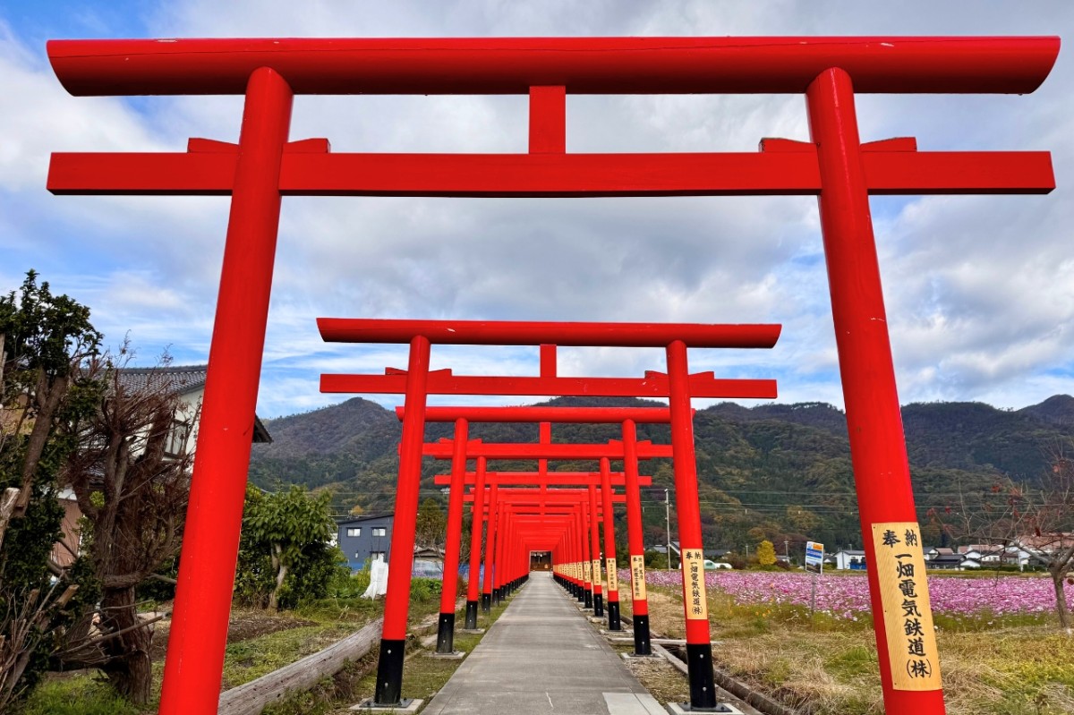 島根県出雲市にある『粟津稲生神社』参道の様子