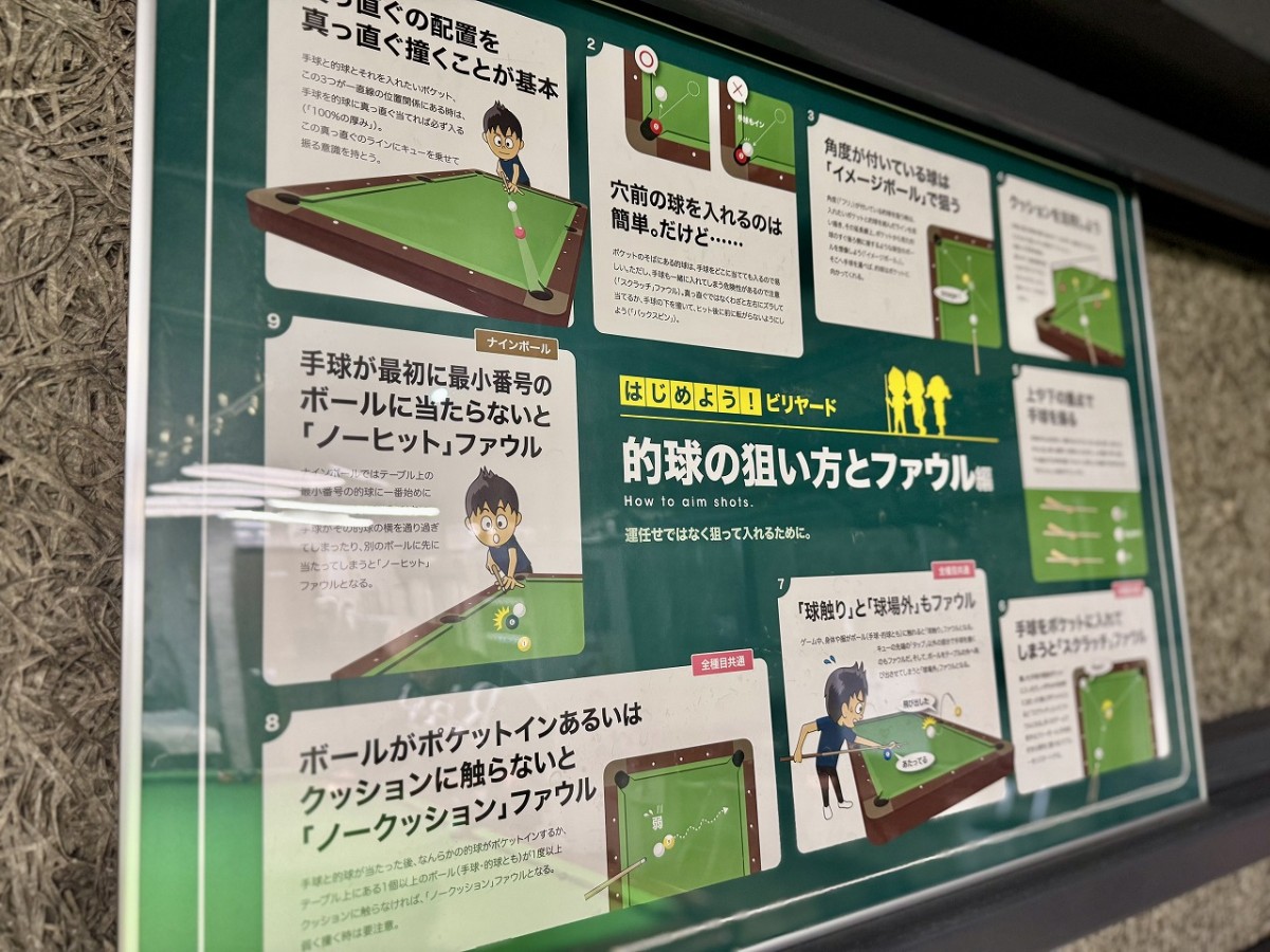 島根県出雲市にあるビリヤード専門店『ポケットキングハウス』の掲示