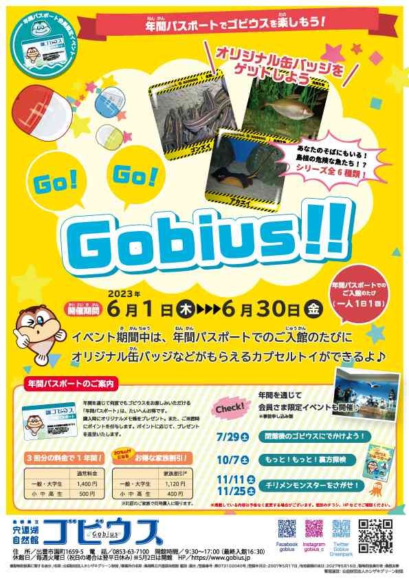 島根県出雲市のイベント「年間パスポートでゴビウスを楽しもう！「Go!Go!Gobius!!」」のチラシ