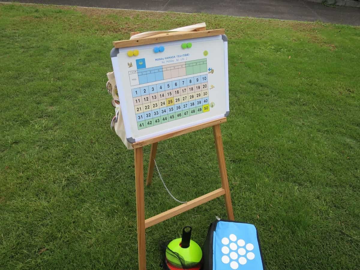 鳥取県浜田市にある『海のみえる文化公園』で開催された「防災×モルック体験」イベントで使用されたモルックのスコアボード