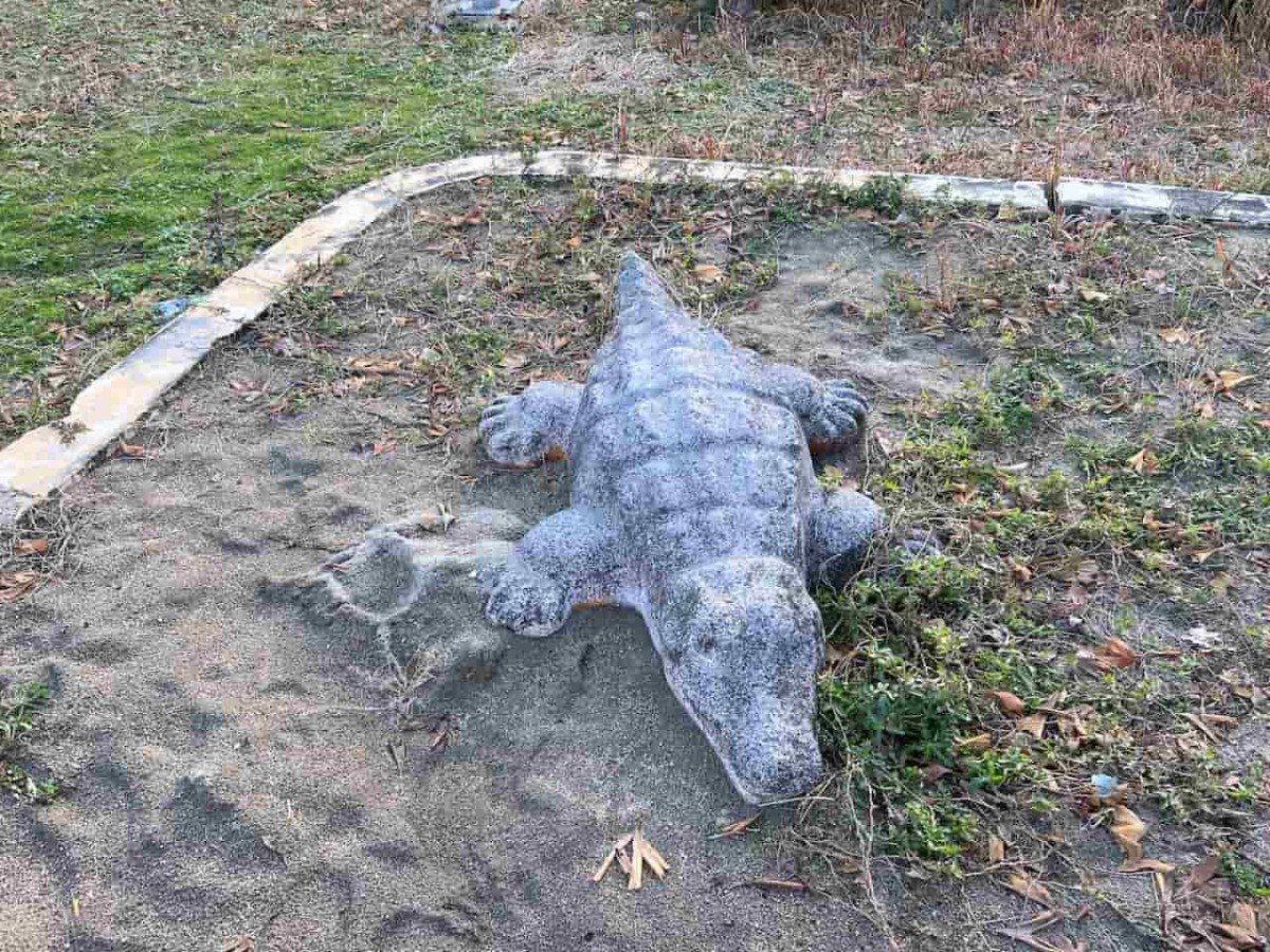 鳥取県米子市にある『冨士見２号公園』のワニの置物