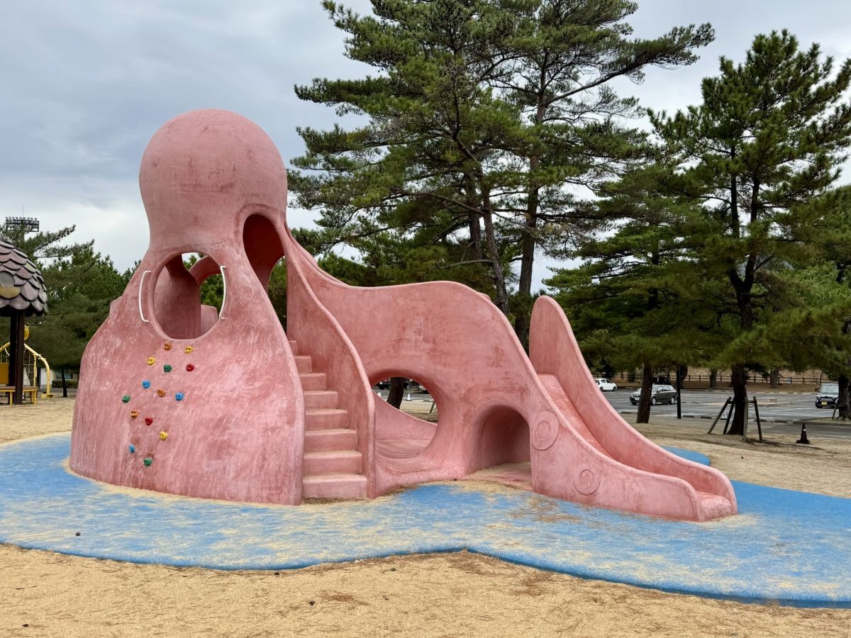 島根県出雲市の人気遊び場『島根県立浜山公園（林間こども広場）』のシンボル「タコの山」