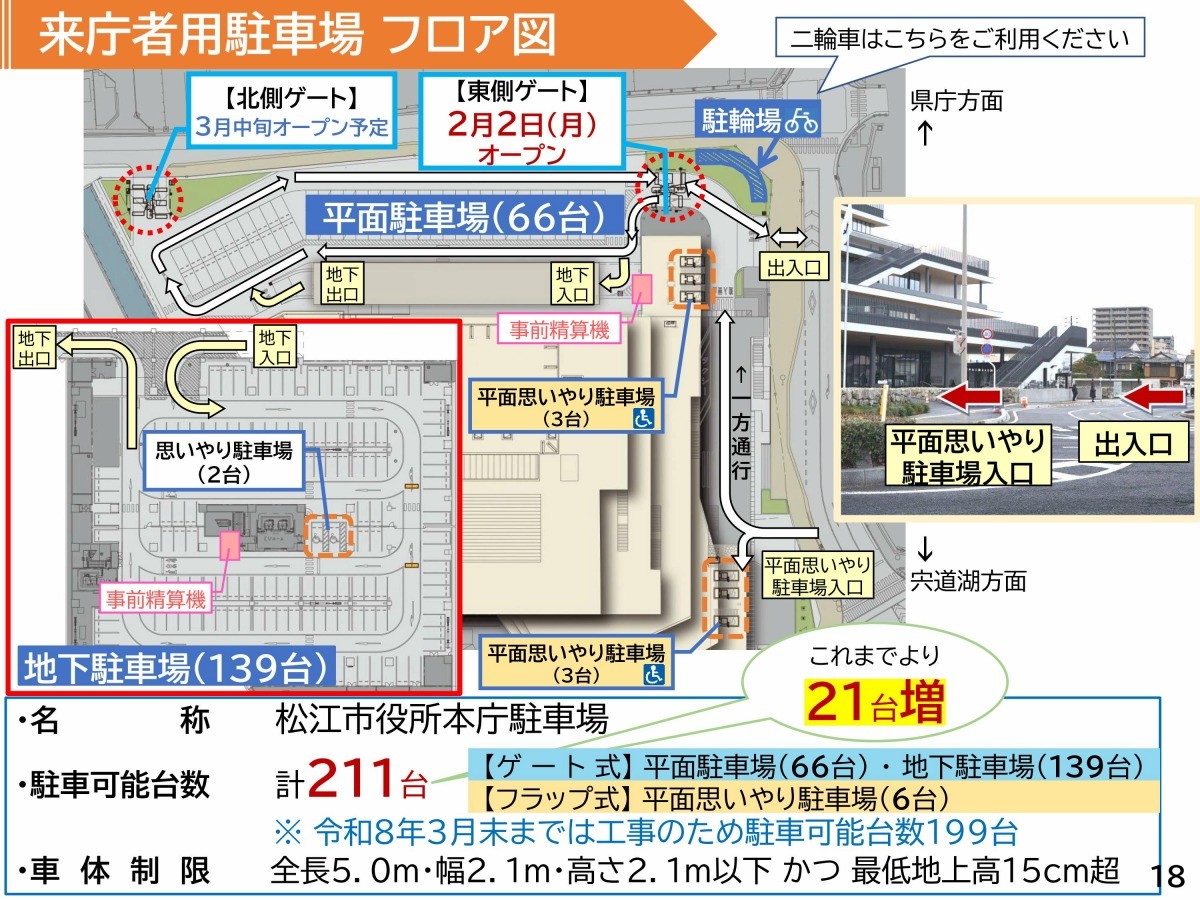 松江市役所の新駐車場の報道資料