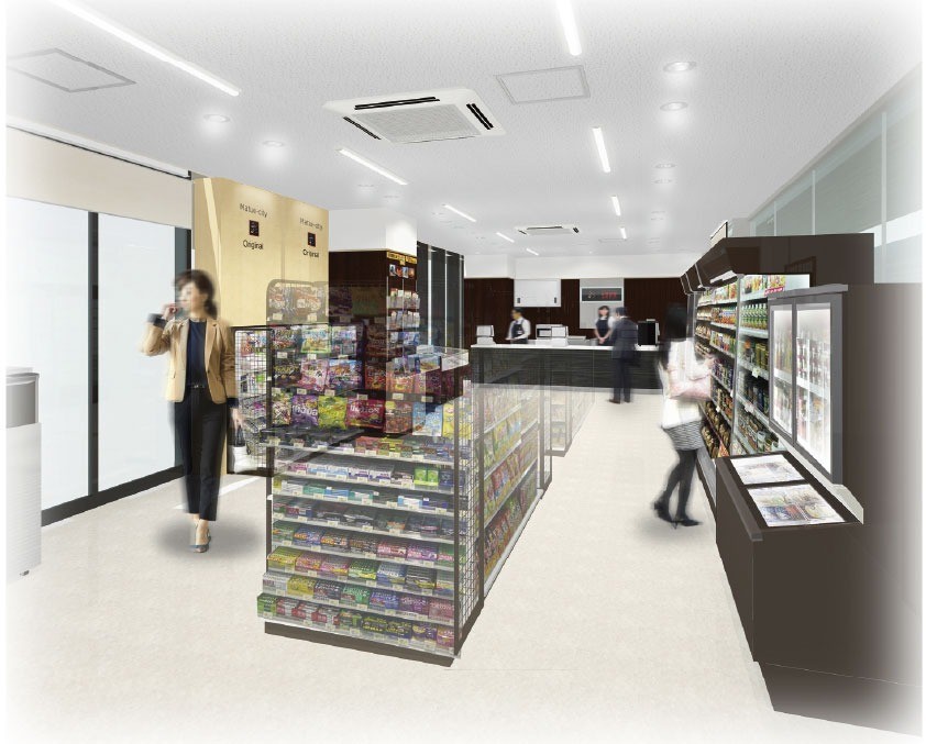 松江市役所内のコンビニ「生活彩家 松江市役所店」のパース画像