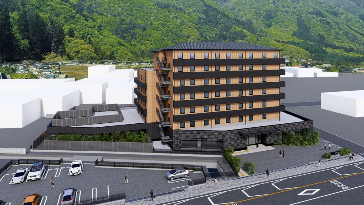 島根県出雲市に開業予定の「ベッセル出雲大社町ホテル」の外観パース