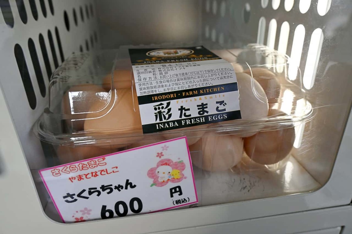 鳥取県鳥取市にある卵自販機「彩ファームキッチン覚寺２号店」の中の様子