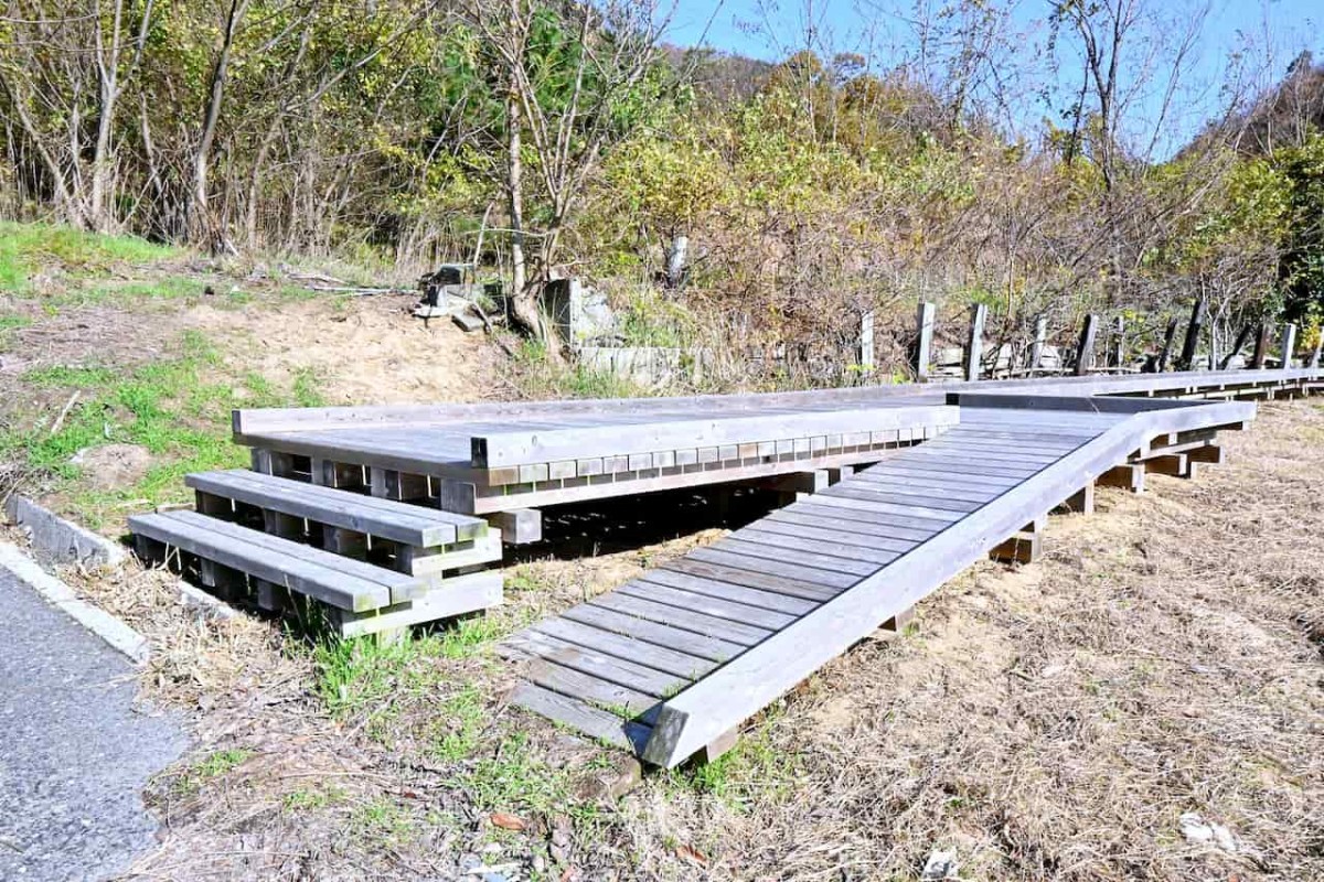 鳥取県鳥取市にある多鯰ヶ池の歩道