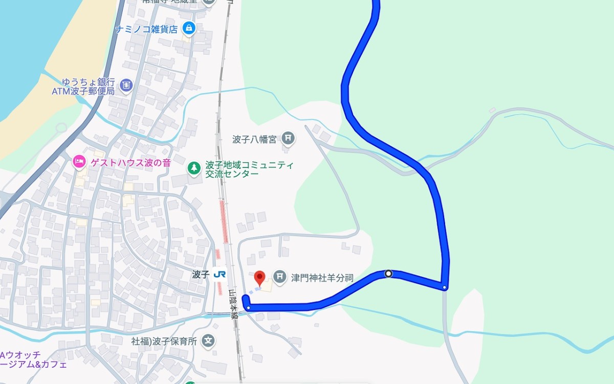江津市『CURRY＆BEER 山椒魚』までのルート図