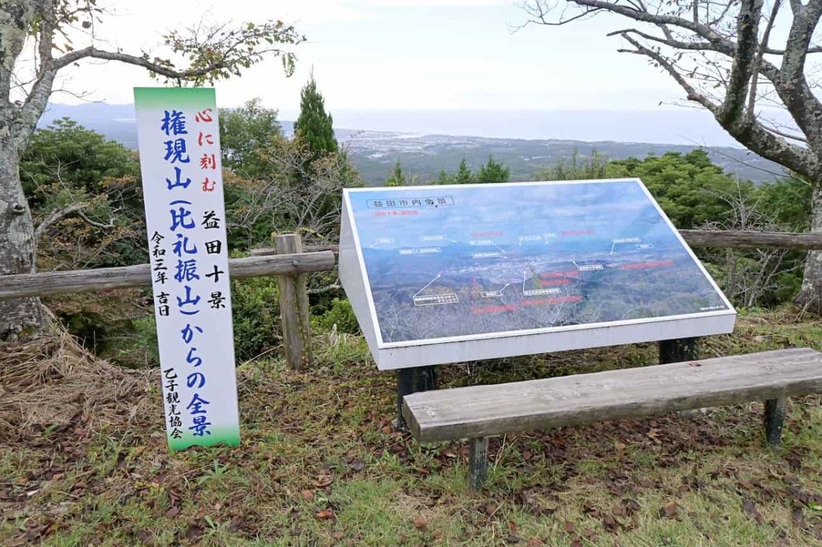 島根県益田市にある「比礼振山」のパノラマ看板