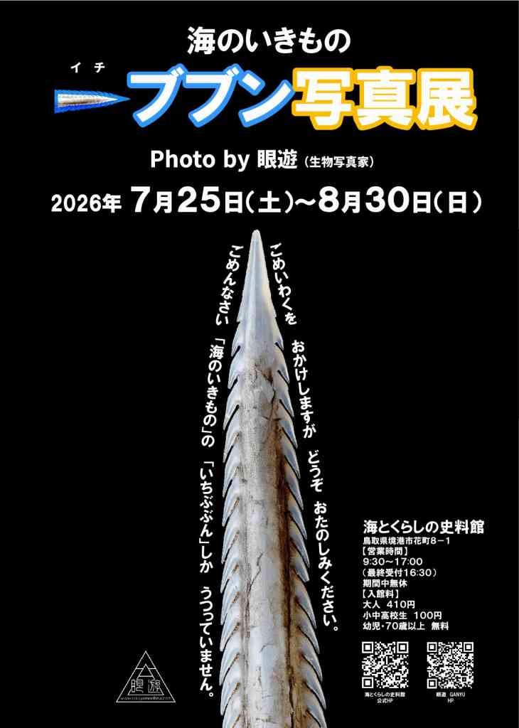 鳥取県境港市のイベント「【一部イベント要予約】海のいきもの一ブブン写真展」のチラシ