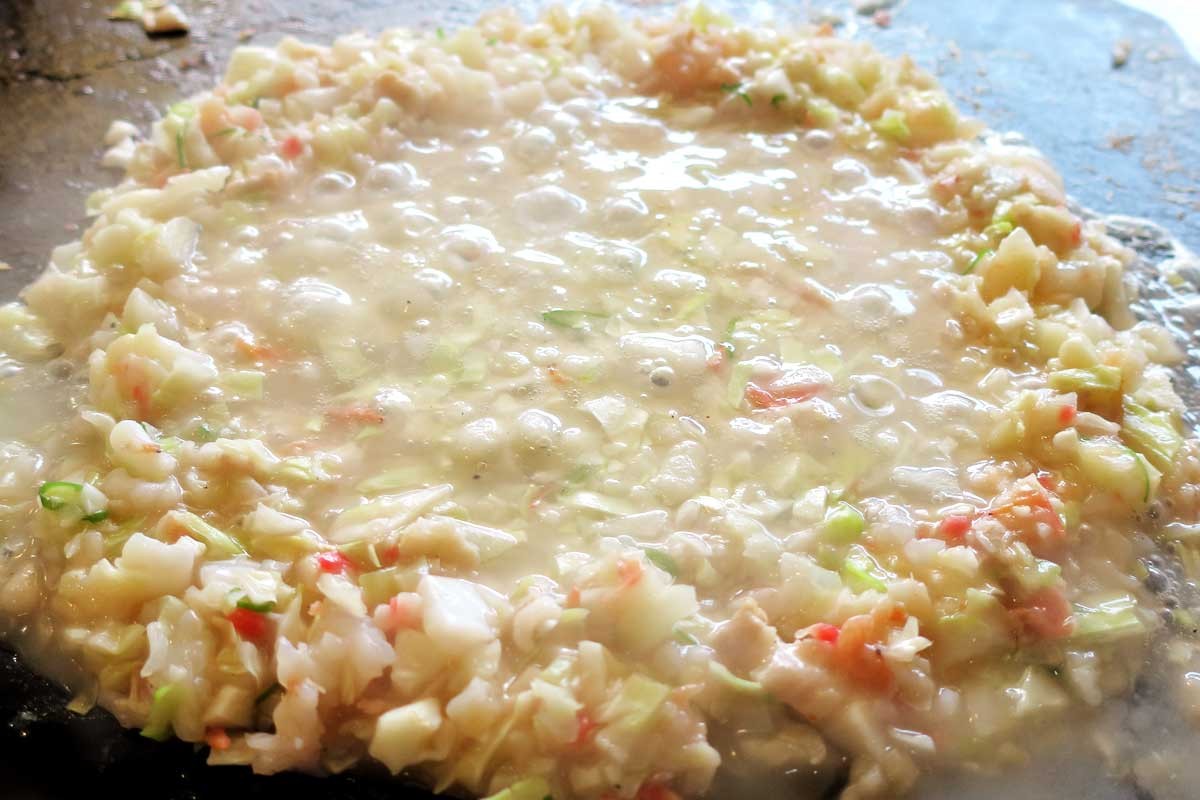 松江市東出雲町の『もんじゃ・お好み焼き 江戸っ子』のもんじゃ焼き