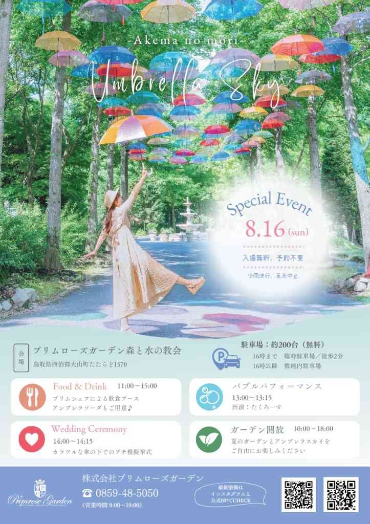 鳥取県西伯郡大山町のイベント「あけまの森アンブレラスカイ」のチラシ