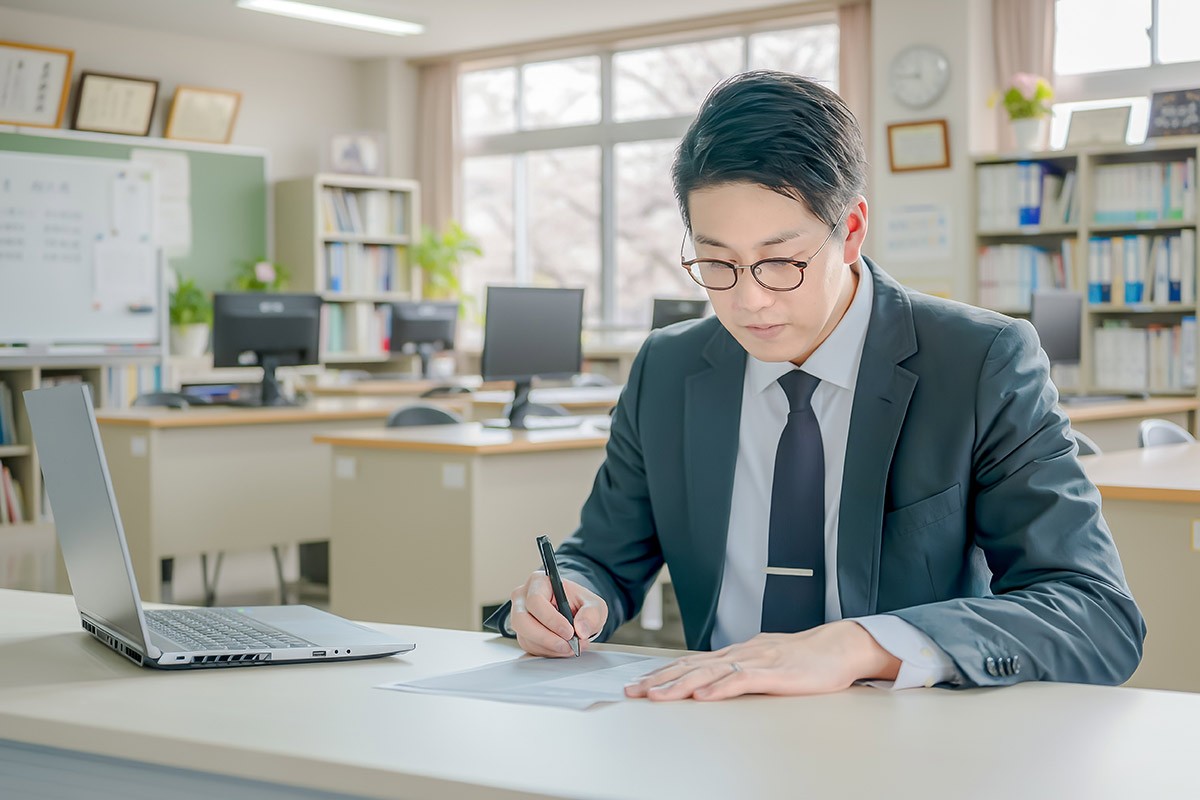 学校事務の男性