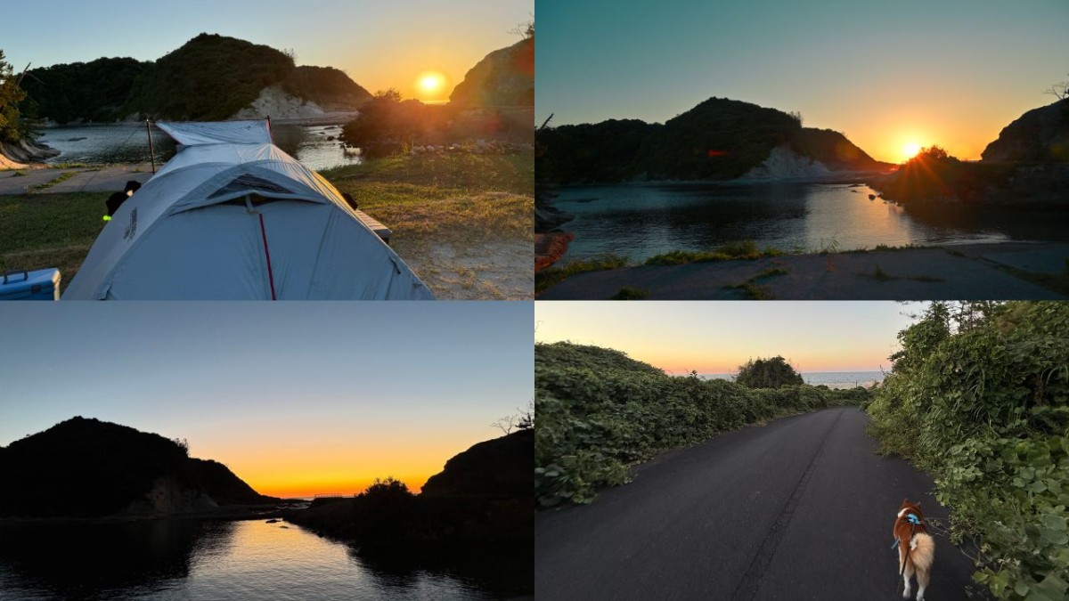 大田市にある櫛島キャンプ場の夕日