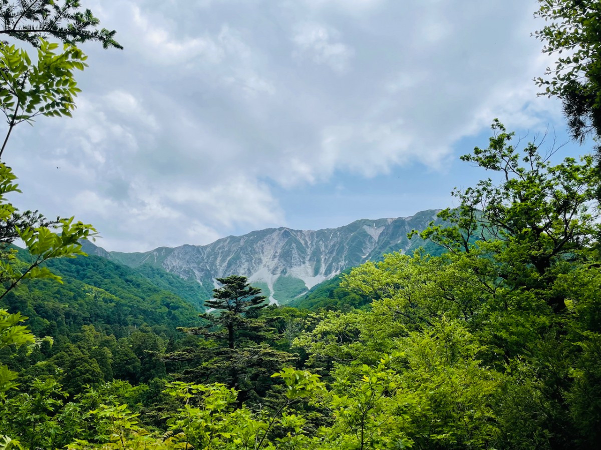 鳥取県西伯郡大山町にある寂静山の休憩所から見える大山北壁