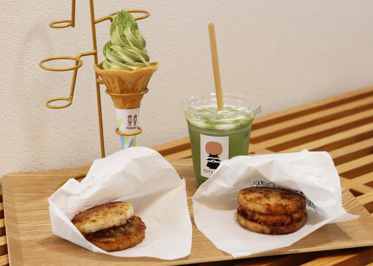 島根県松江市『OTEMAE MATSUE』の「島根和牛バーガー」「カツライスバーガー」「特選抹茶ソフトクリーム」「特選抹茶ラテ」